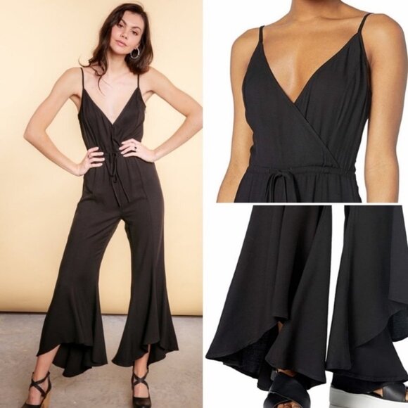 Jack BB Dakota Mic Drop Flutter Leg Jumpsuit Black New Tags Womens Size 2‎ NWT - Picture 3 of 12